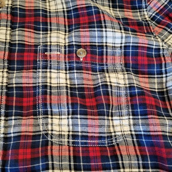GAP Classic Fit Button Up Light Weight Flannel Plaid Shirt Mens Size Large - Picture 5 of 8